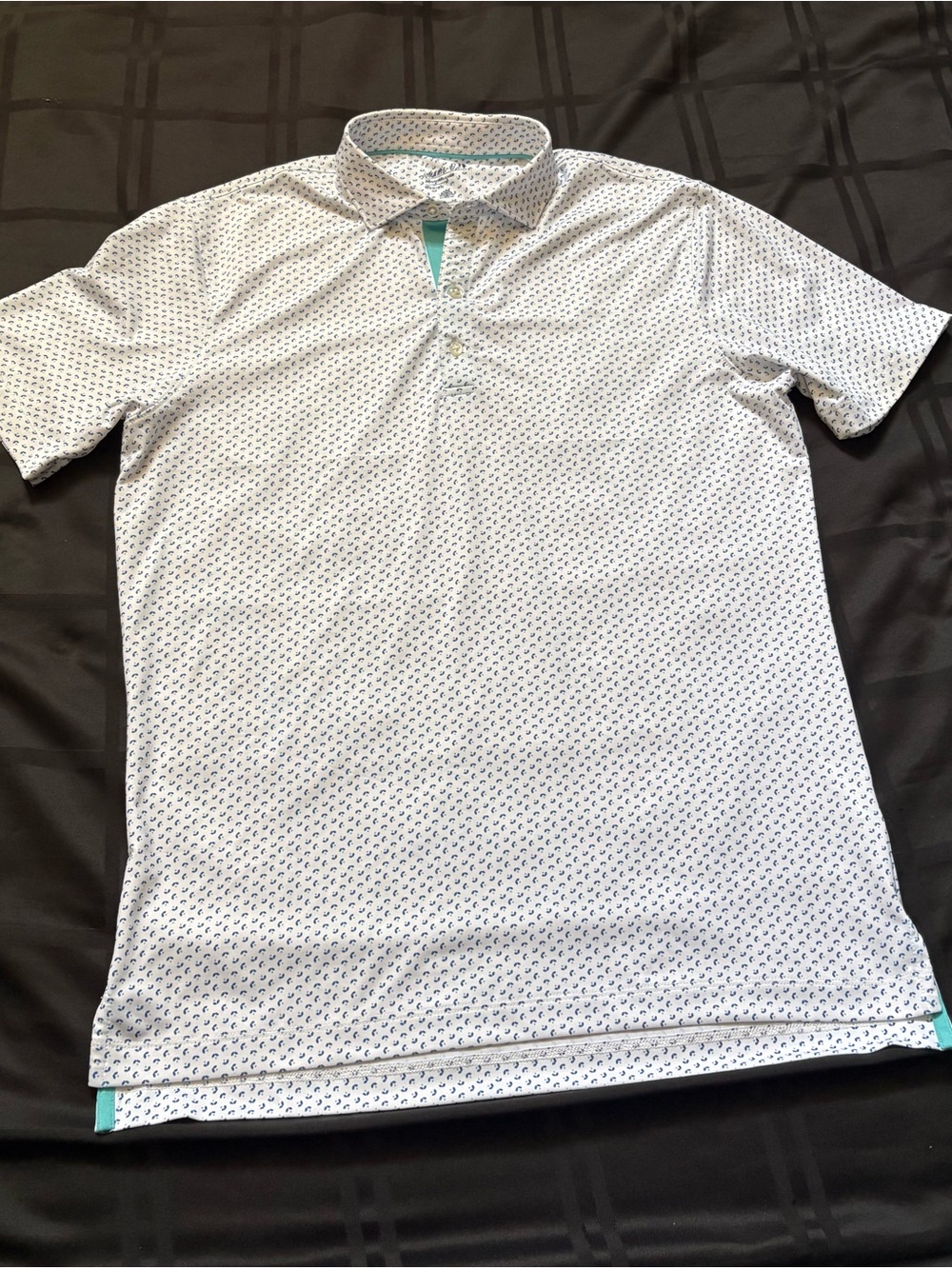 Johnnie-O Polo Shirt Men's Medium Geometric Print UPF 50 Stretch Performance